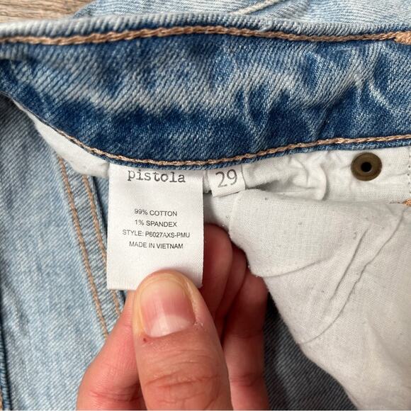 Pistola Pick Me Up 2 Tone Ripped Distressed Button Fly Raw Hem Ankle Jeans Sz 29 - Picture 5 of 10